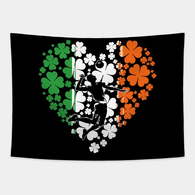 Volleyball Player Heart Ireland Flag Patrick's Day Tapestry by NatalitaJK