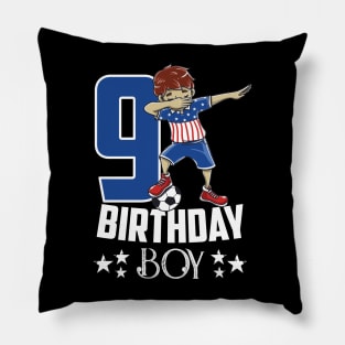 Birthday Gift 9 Year Old Boy Dabbing Soccer Player USA Shirt Pillow