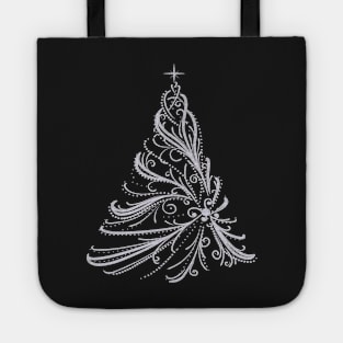 Elegant White Swirl Christmas Tree Tote