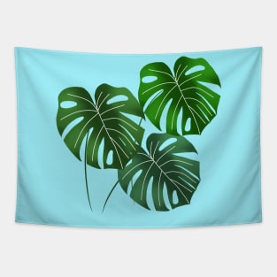 Monstera leaves - blue Tapestry