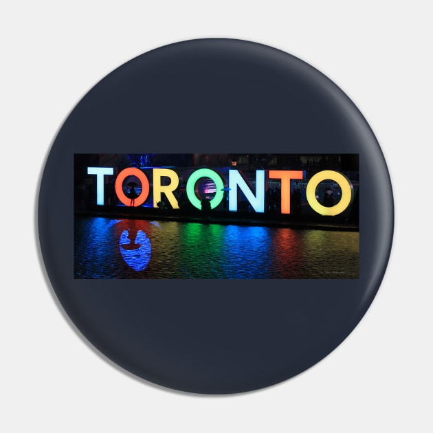 Toronto Sign All Lit Up With Umbrella Silhoette Pin by ninasilver