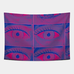 Bi Pride Painted Eyes Collage Tapestry