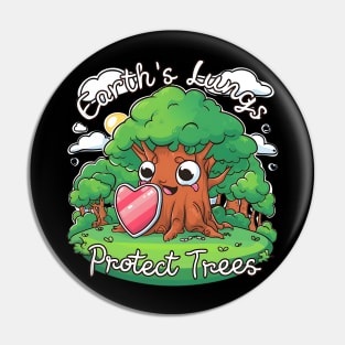 Earth Lungs Protect Trees Earth Day Pin