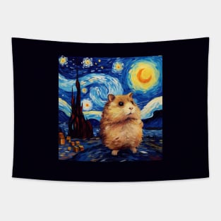 Scared Hamster, van gogh style, starry night, Post-impressionism Tapestry