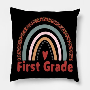 First Grade Gift Leopard Rainbow Pillow