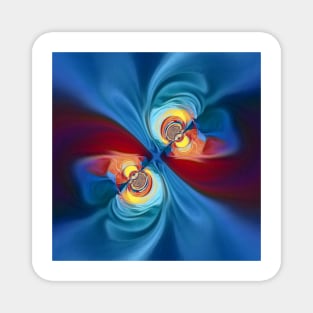 brightly coloured pattern in turquoise blue yellow and red twisting design Magnet