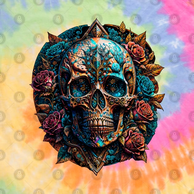 Skull & Roses (1.1) - Trippy Psychedelic Skulls by TheThirdEye