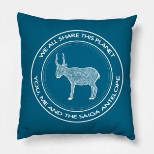 Saiga Antelope - We All Share This Planet - saiga lovers design Pillow