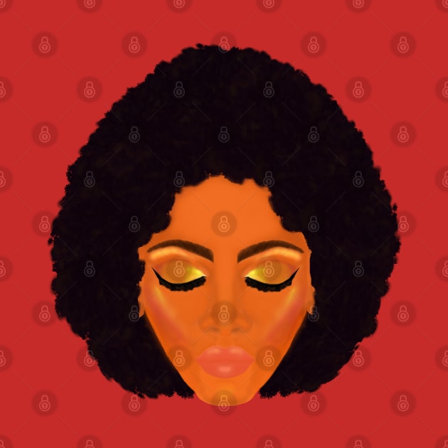 Chic Afro and Gold Makeup (White Background) by Art By LM Designs 