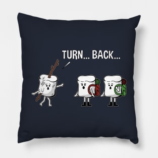 Turn Back Roasted Marshmallow On A Stick Fun Horror Graphic Pillow