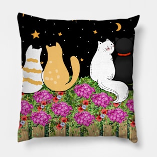 Cats looking the Moon Pillow