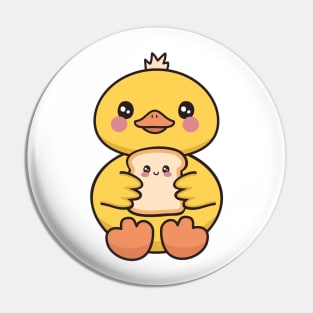 Cute Duck Eating Bread Pin