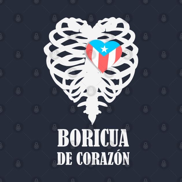 Boricua Flag Heart X-Ray Text by bydarling