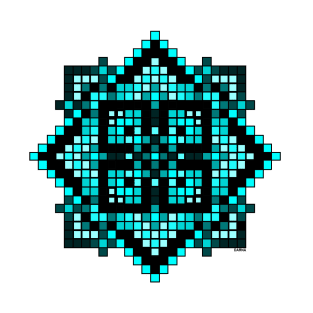 teal pixelated mandala T-Shirt