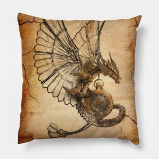 Steampunk. Dragon with wings Pillow