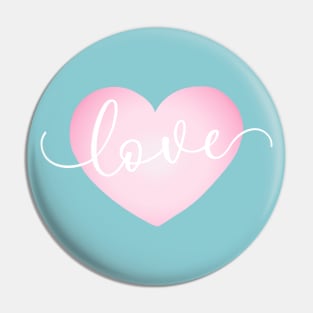 Simple Love Pink Heart Valentine's Day Calligraphy Pin