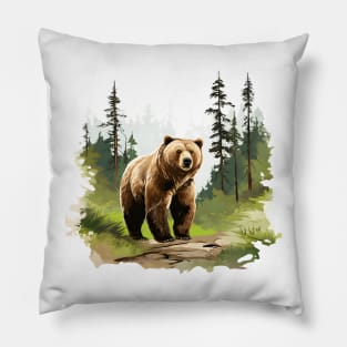 Brown Bear Forest Pillow