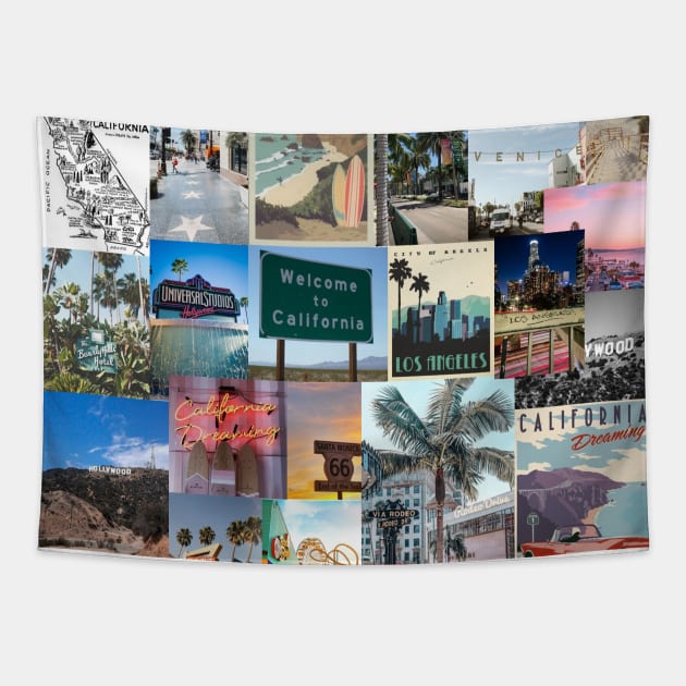 california aesthetic collage Tapestry by morgananjos