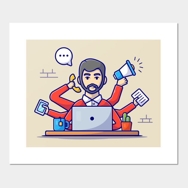 Cute Man Multitasking Cartoon Vector Icon Illustration - Multitasking - Posters and Art Prints | TeePublic Cute Man Multitasking Cartoon Vector Icon Illustration - Multitasking - Posters and Art Prints | TeePublic