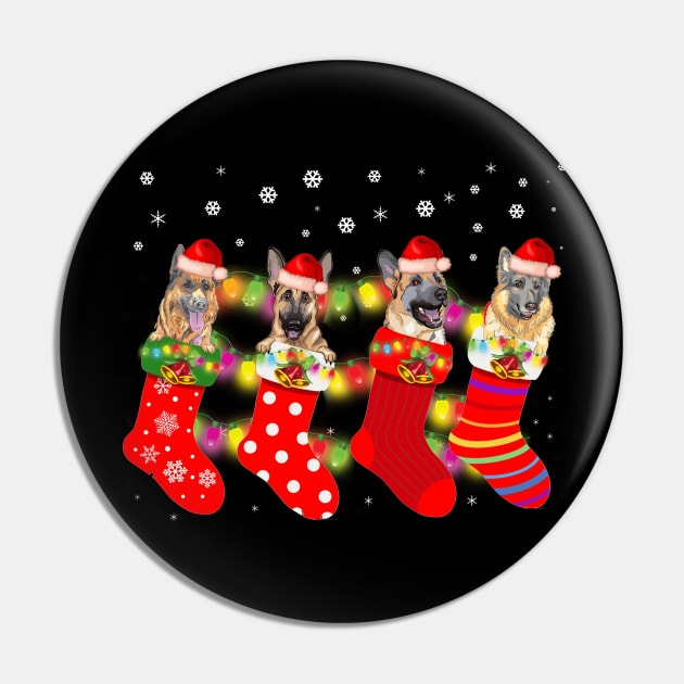 German Shepherd Stocking Christmas Lights Funny Socks Xmas Pin by Sinclairmccallsavd