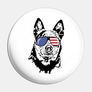 Australian Cattle Dog Blue Heeler American Flag Sunglasses Pin