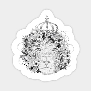 majestic decorated lion with flowers & crown Magnet