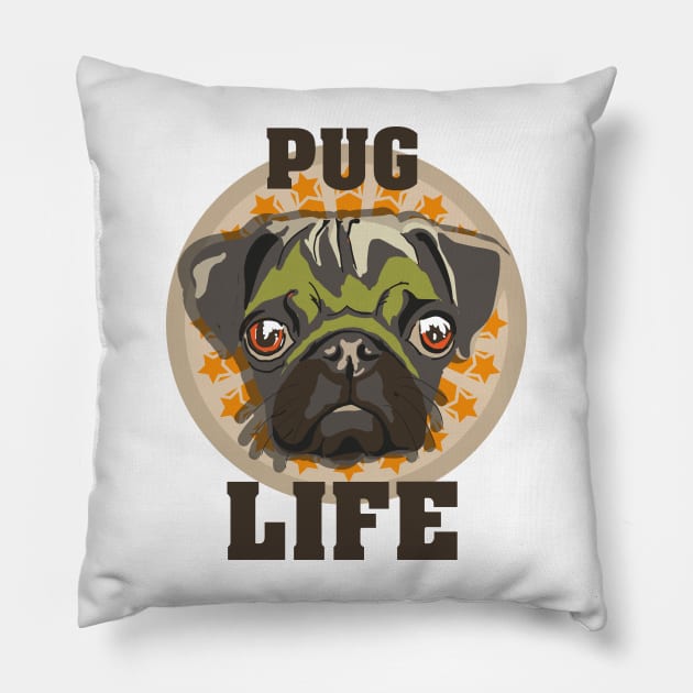 Pug life funny puppy Pillow by HomeCoquette