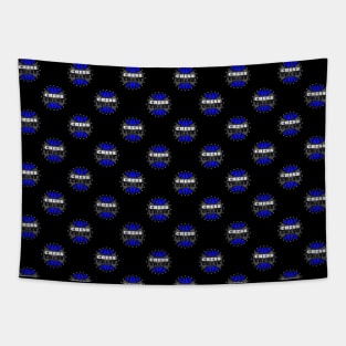 Chess Logo in Black, White and Blue Pattern Tapestry