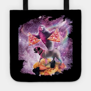 Space Pizza Sloth On Pug Unicorn On Waffles Tote