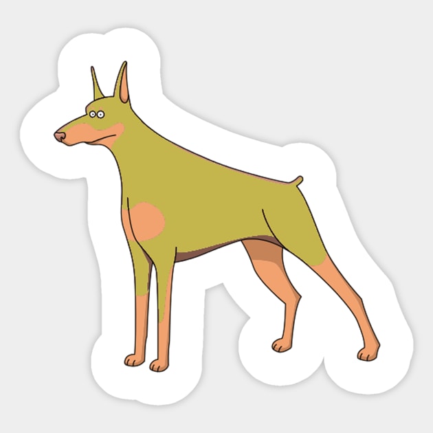 doberman pinscher fawn and rust cartoon - Doberman Pinscher - Sticker |  TeePublic