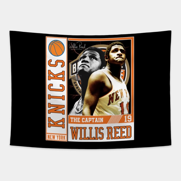 Willis Reed The Captain Basketball Legend Signature Vintage Retro 80s 90s Bootleg Rap Style Tapestry by CarDE