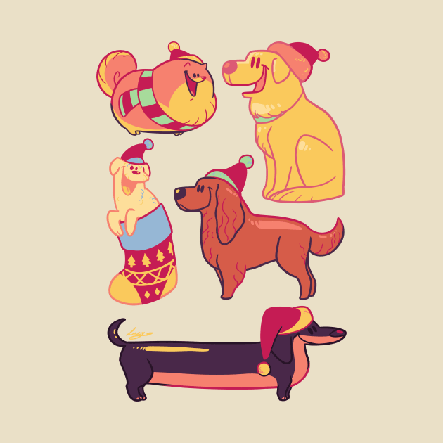 Santa Dogs by LucyDoesArt