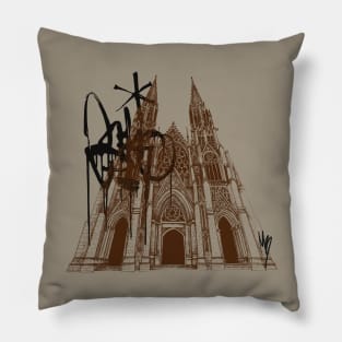 Antique gothic architecture illustration for stylish gift Pillow