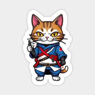 Cool cat assasin samurai Japan Magnet