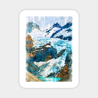 Abstract Snowy Mountain Landscape Patagonia. For Mountain Lovers. Magnet