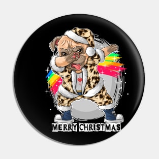 Leopard print Dabbing Pug Dog Thanksgiving Pin