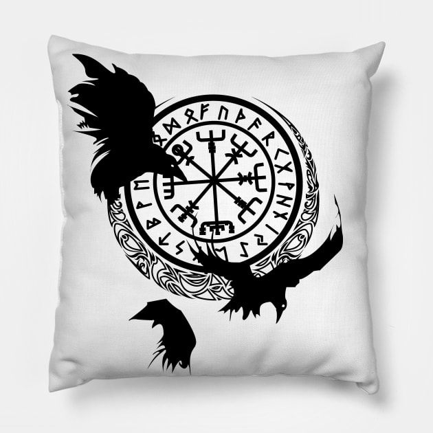 Odins Raven - Viking Runes - Norse Mythology T-Shirt Pillow by soloartid