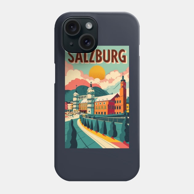 A Vintage Travel Art of Salzburg - Austria Phone Case by goodoldvintage