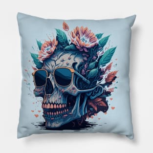 Pastel Flower Skull Pillow