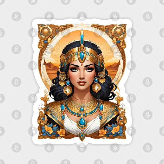 Cleopatra Queen of Egypt retro vintage floral design Magnet by Neon City Bazaar