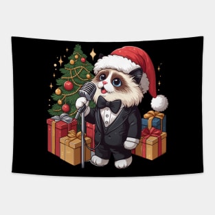 Singing Ragdoll Cat Christmas Tapestry