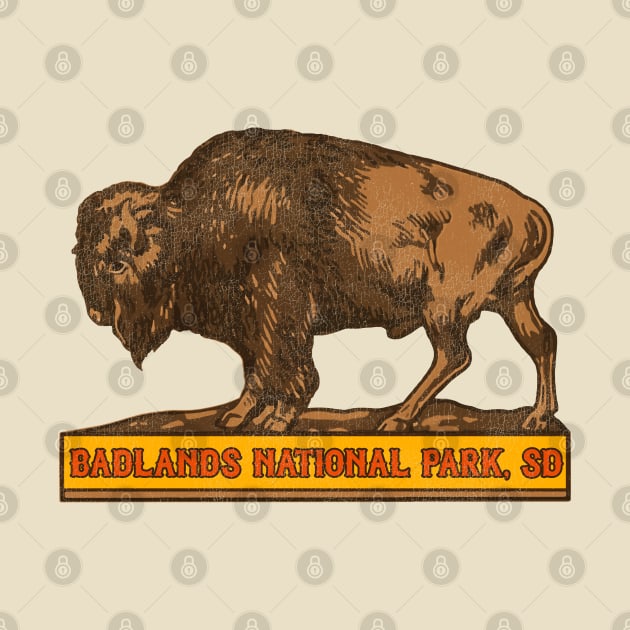 Badlands National Park Vintage Buffalo Souvenir by darklordpug