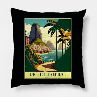 Rio De Janeiro Brazil Vintage Travel Advertising Print Pillow