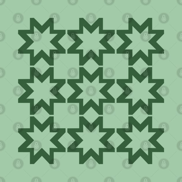 Morning Star Hunter Green Reverse Patchwork Print by Nuletto