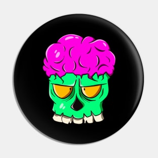 Braindead Zombie Brain Skull Cartoon Horror Pin