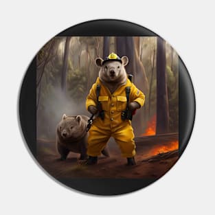 Fire fighting Wombats Pin