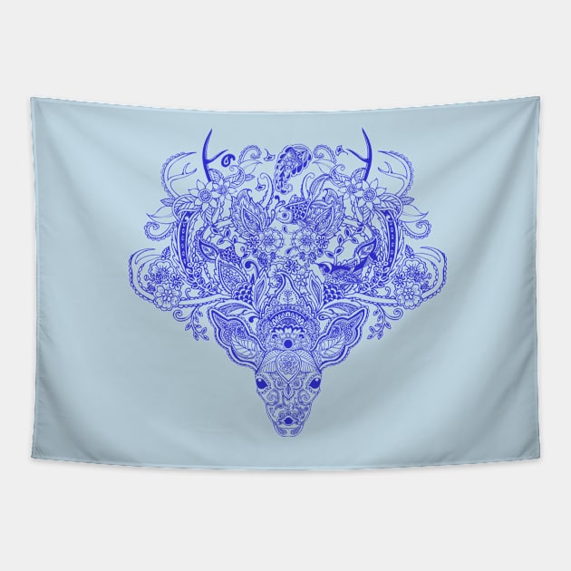 Little Blue Deer Tapestry by huebucket