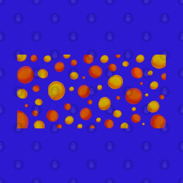 Yellow, Orange and Red Polka Dots (With Vibrant Blue Background) by aemworldtraveller@gmail.com