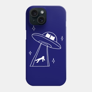 cat alien abduction line art Phone Case