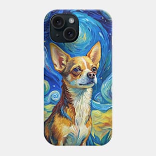 Chihuahua Dog Breed Painting in a Van Gogh Starry Night Art Style Phone Case